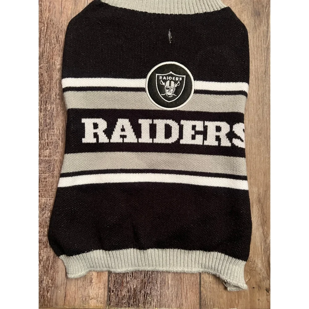 NEW NFL Raiders Pet Sweater Black Gray